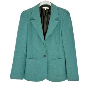 VTG Rebecca Taylor Green Wool blend Blazer 2 Button Closure Career Work Wear 6